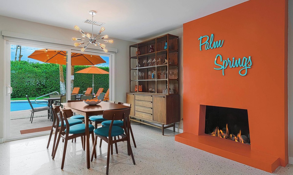 Palm Springs House | Orange Splash! Private Villa! Pool! Indoor Fireplace! Firepit! South PS!