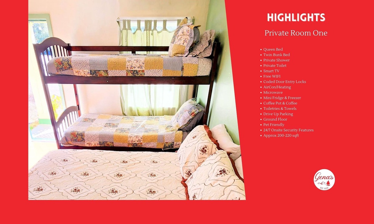 Dunlap Apartment | Private Room #1: Queen + Bunk & Private Bath