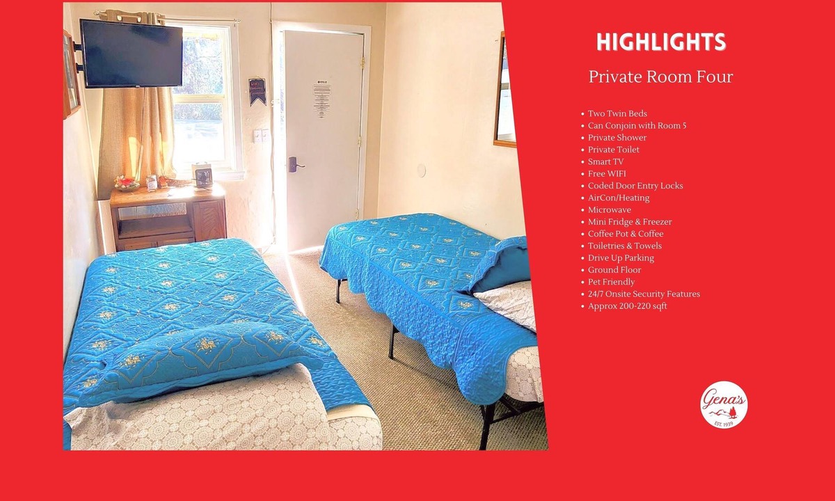 Dunlap Apartment | Private Room #4: Two Twin Beds / Private Bath
