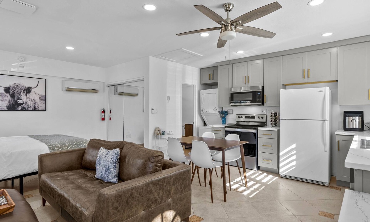Lancaster Apartment | Quartz Hill Studio: Kitchen, TV, Washer/Dryer