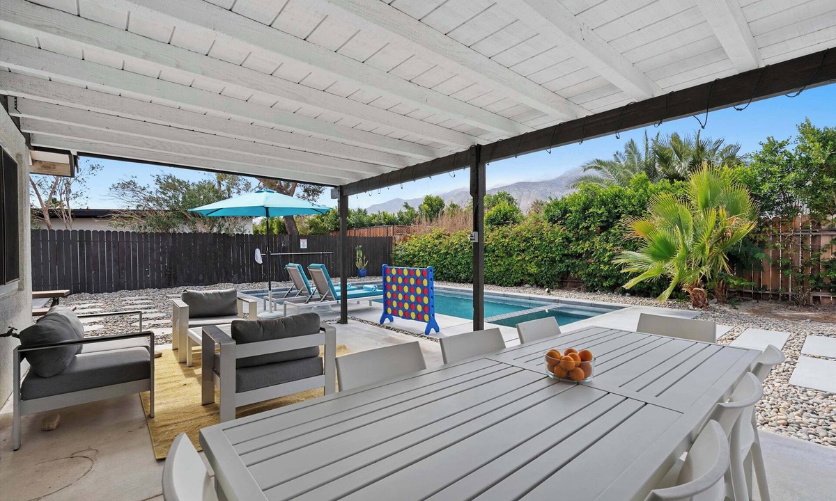Racquet Club South House | Ranch Club Pool Home with Spa and Fire Pit