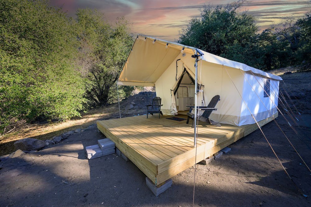 Pauma Valley RV Rental | Secluded Mountain Wall Tent with Scenic Valley Views near Palomar Mountain, CA