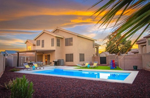 North Las Vegas House | 6BR Powerhouse: Heated Pool, Game Room & More!
