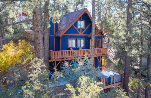 Whispering Forest Cabin | Big Blue|Rustic Modern, Jacuzzi, Centrally located