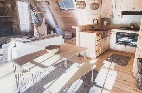 Idyllwild Cabin | Clarity Cabin A-Frame Sanctuary w Hot Tub, Fireplace, Grill, AC, Hammock Chairs, Fire Pit, Pets OK