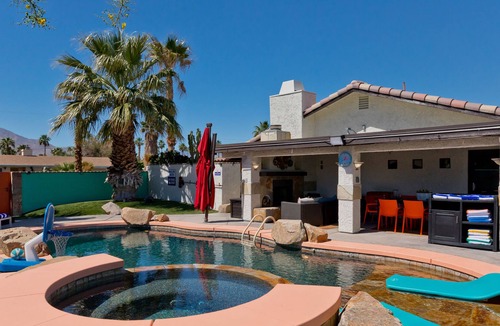 Racquet Club South House | Coachella casa with pool, putting green, & outdoor fireplace - dog-friendly