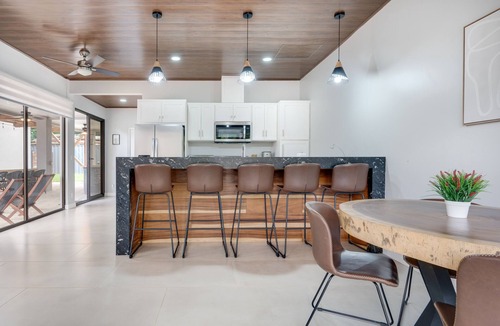 Pinilla House | Contemporary home with shared pool, fire pit, and internet