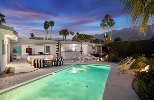 Tahquitz River Estates House | Desert Diamond Luxury Mid Century Modern Pool and Spa, Fire Pit, bar, Bocce Ball