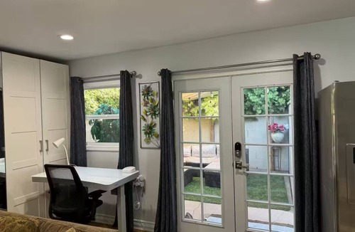 Park West Apartment | Modern Studio with AC, W/D, & Private Patio