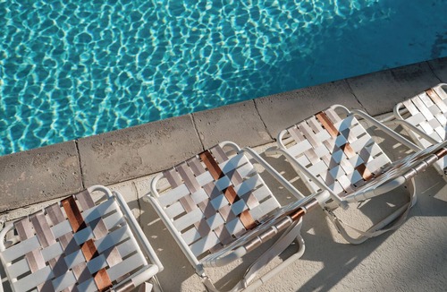 Palm Springs Condo | NEW Desert Escape: Patio Bar, Pool View, 3 King Beds