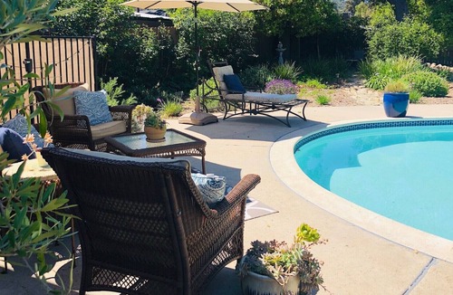 Oak View House | No Cleaning fee, Beautiful Ojai Getaway Outdoor balcony sleeping, Spa & Fire pit