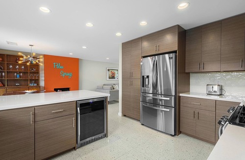 Palm Springs House | Orange Splash! Private Villa! Pool! Indoor Fireplace! Firepit! South PS!