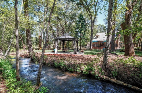 Shingletown Cabin | Secluded Creekside Cabin with Gazebo and Lawn near Lassen