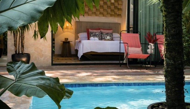 Exotic living with a private pool, just steps from the beach.
