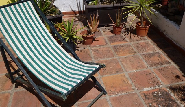 Spacious and charming with outside terrace. Very central. Free parking nearby.