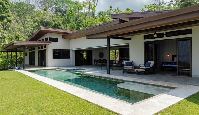 Villa Ballena, a three-bedroom luxury retreat on a lush hillside above Uvita